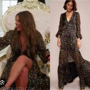 NWT Cynthia Rowley black multiprint caroline tiered maxi dress